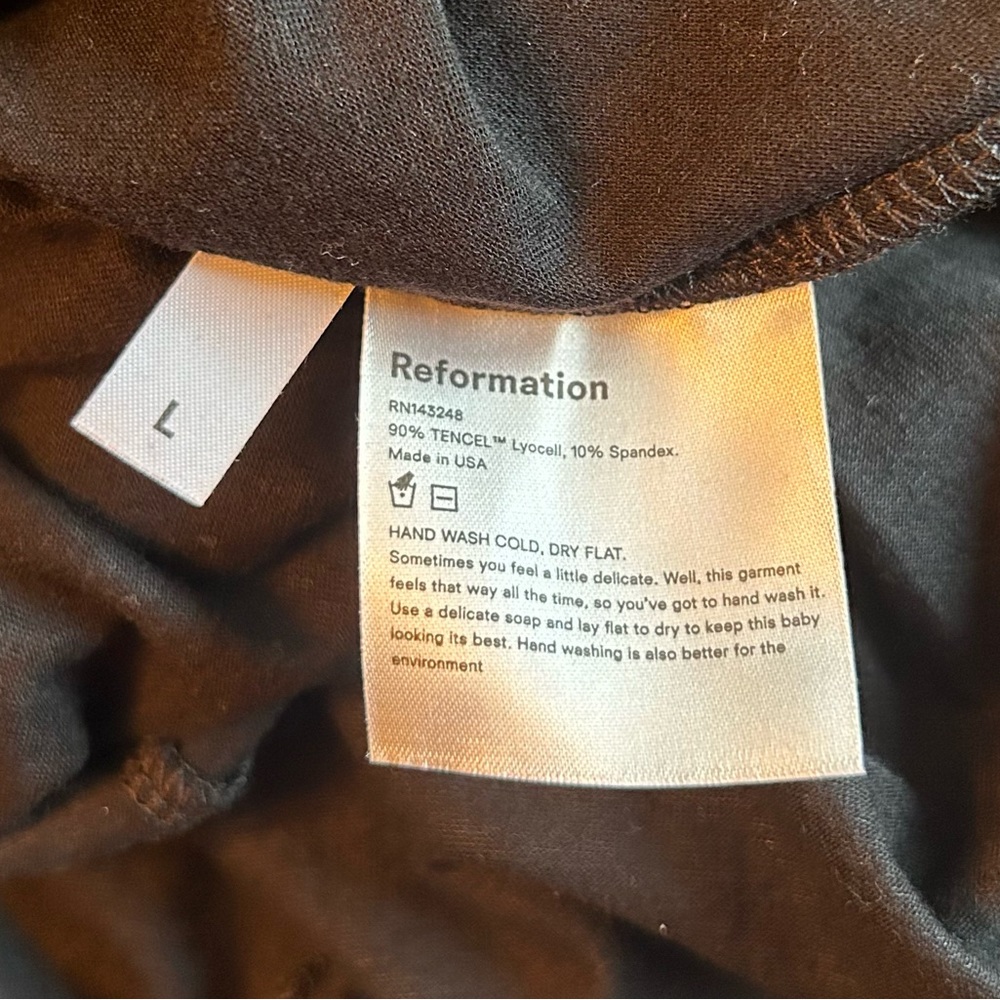 NWT Reformation Sage Black Wrap Midi Dress Large - Picture 11 of 11